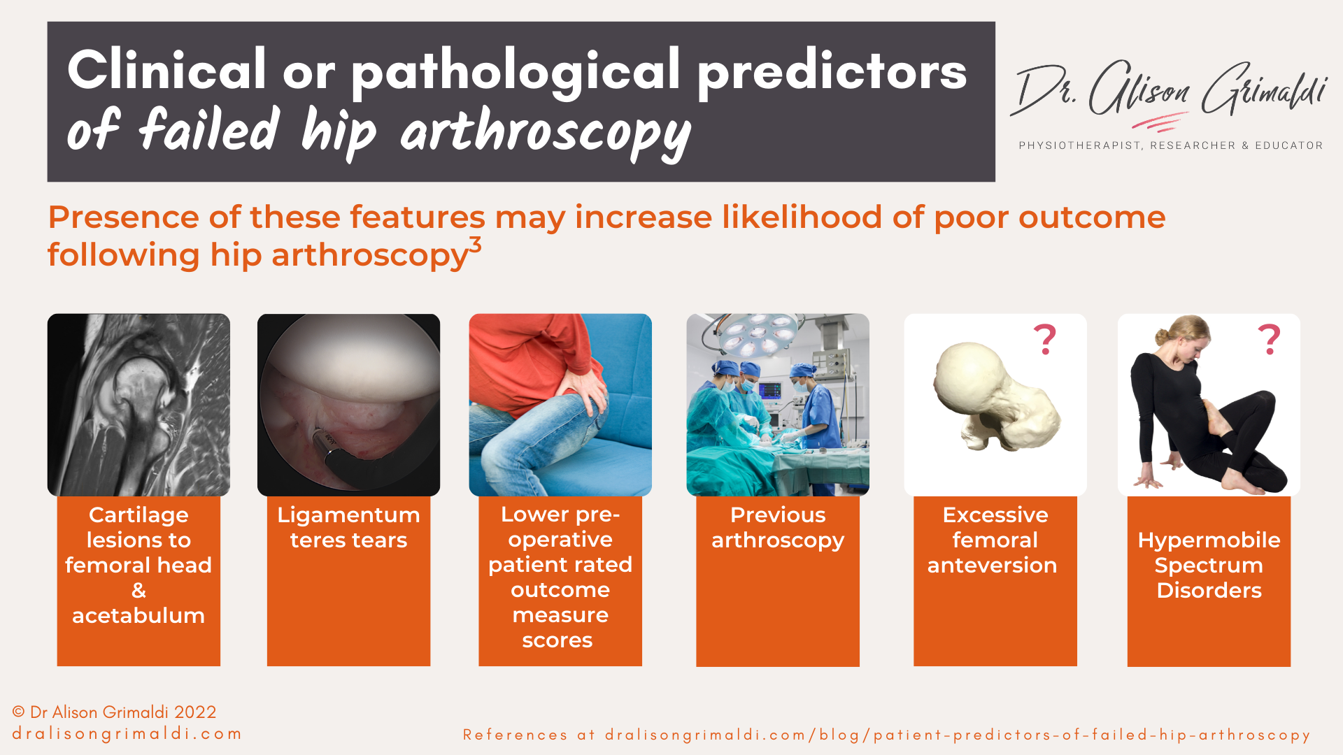 Patient Predictors of Failed Hip Arthroscopy In-Blog Graphic 3 - Clinical or pathological features